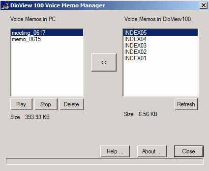 6.9 Saving your Voice Memos in your PC (1) Connect the DioView 100 to your PC with the provided USB cable. (2) Turn on the DioView 100.