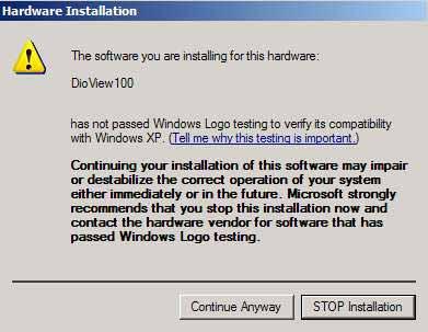 If the installation program does not run automatically, then explore your CD-ROM dive and run the setup.exe in the CD. 4) Do not remove the DioView 100 Software Installation CD in the CD-ROM drive.