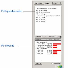 To share the results with the participants, click on the Share Results button. A bar graph representing participant s answers will appear (in a percentage format).