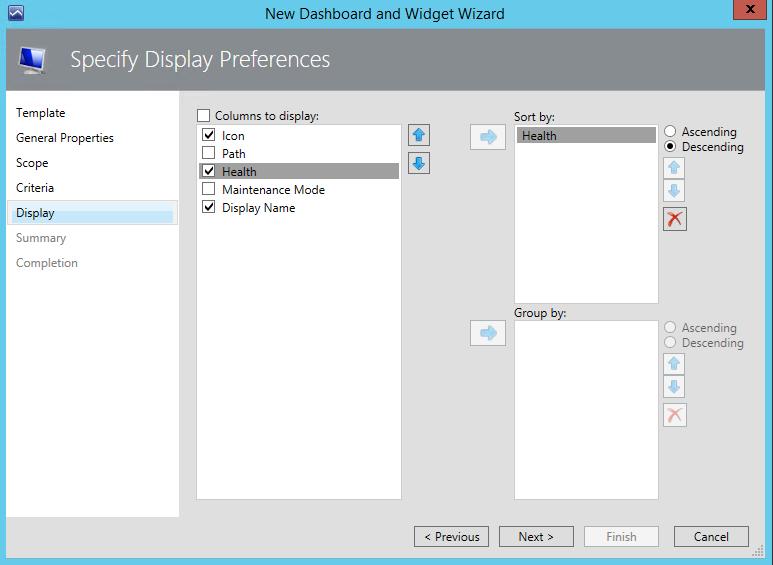 Configure the display preferences as shown