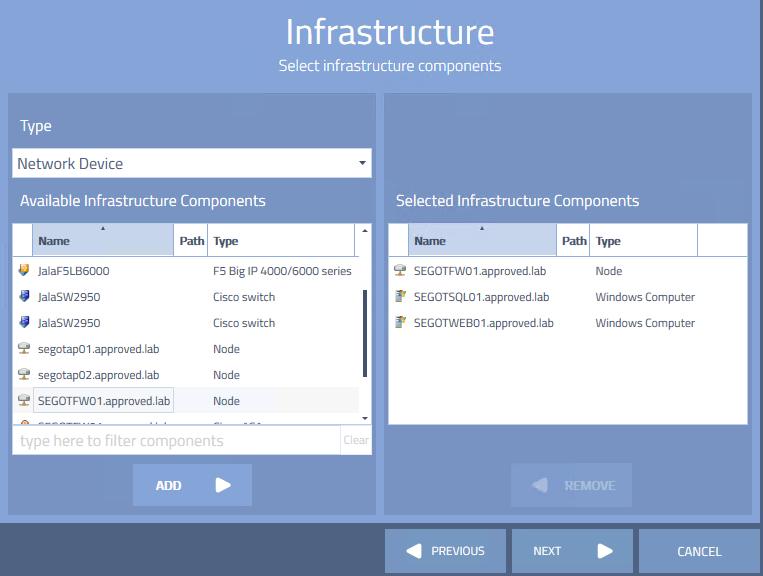 In the Infrastructure view the windows servers that hosts some of the application view components will automatically be added to the infrastructure.
