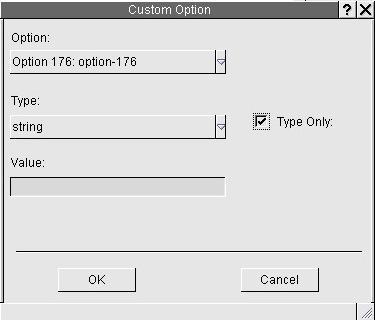 8. In the Custom Option popup that appears, select Option 176 in the