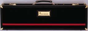 Handsome black 1000 Denier Cordura exterior with red trim and brass Browning signature : Solid wood frame