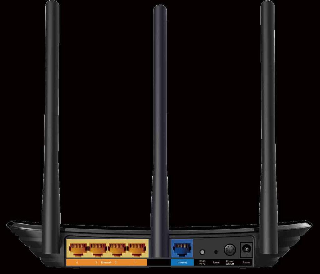 Specifications Hardware Ethernet Ports: 4*10/100/1000Mbps LAN Ports, 1*10/100/1000Mbps WAN Port Buttons: Reset Button, Power On/Off Button, Wi-Fi/WPS Button Antennas: 3*fixed Omni Directional