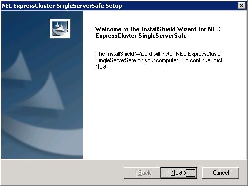 Select NEC EXPRESSCLUSTER X SingleServerSafe 3.3 for Windows.