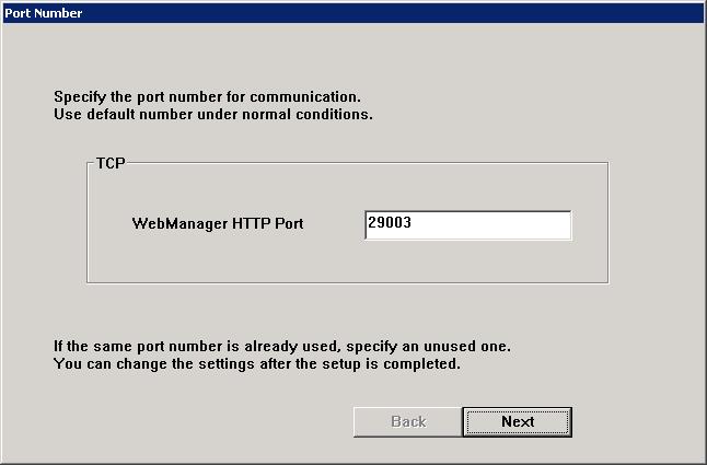 Click Install to start the installation. 8. When the installation successfully finishes, the Port Number dialog box is displayed.
