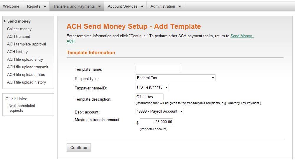 ACH Send Money Setup Add Template 3.