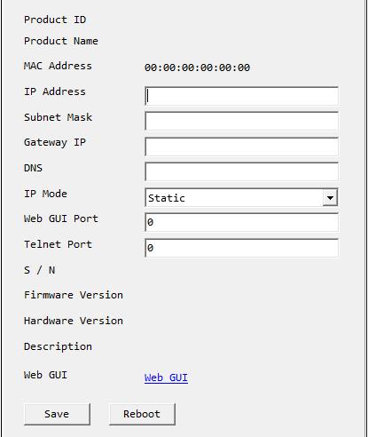 Click on Find Devices on Network and a list of devices connected to the local network will show up indicating their current IP address. Note: The unit's default static IP address is 19