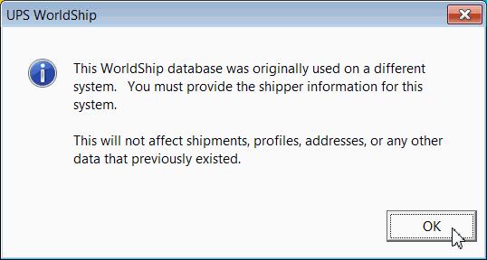 16. If you selected the Finish Moving WorldShip Data check box, an informational message appears. Review the message. Click OK. 17.