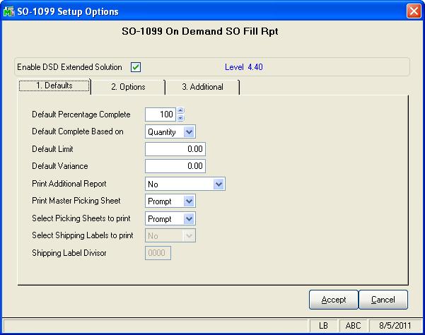 On Demand Sales Order Fill Report 11 Section C: Setup Upon completion of software installation, you will need to access the DSD Extended Solutions Setup from the Sales Order Setup menu.