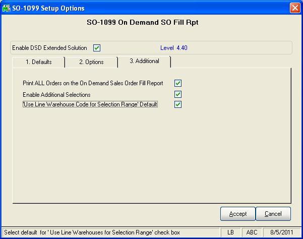 On Demand Sales Order Fill Report 15 Answer the following prompts under the Additional tab: Print ALL Orders on the On Demand Sales Order fill Report: If you check this option, and the user selects