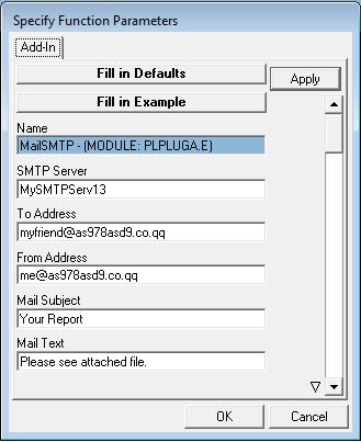 This will include details about your mail SMTP server which you must get from your Mail administrator, as well as the from and to addresses.