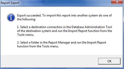 Click OK To import a Report into Sage MAS Intelligence from an export file see Importing a Report.