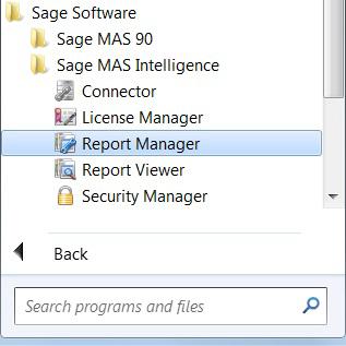 Accessing the Sage MAS Intelligence Reports To access the reports: 1.