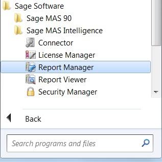 Getting Started Guide Accessing the Sage MAS Intelligence Reports To access the reports: 1.