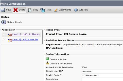 Step 1. Configure the CTI Remote Device (CTI RD) phone profile for the same user who has Jabber already configured.
