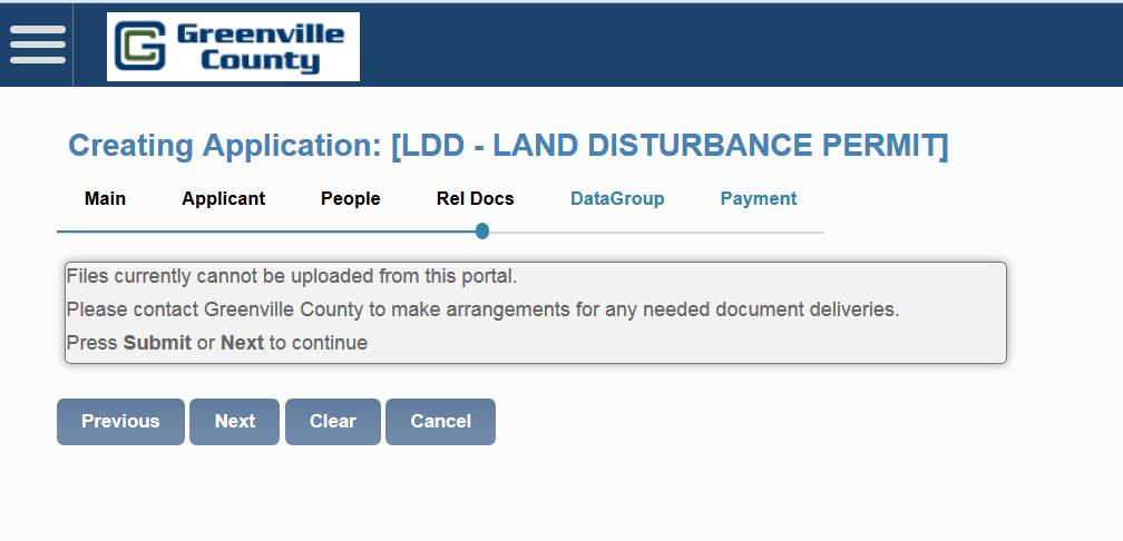 CLICK on NEXT to proceed. All Case/Permit Documents should be uploaded to Greenville County s FTP site.