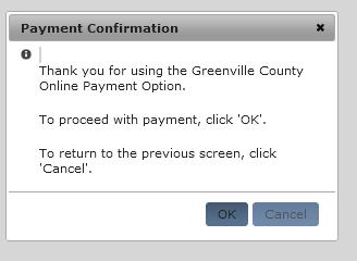 Click OK to continue with the Payment and Cancel to return to the previous screen