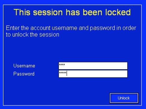 Locking the session lets the user take a break while keeping the session locked and private; timer continues to run The user or account holder will be prompted for their password upon return and upon