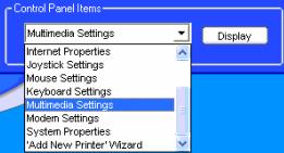Control Panel Items area in the