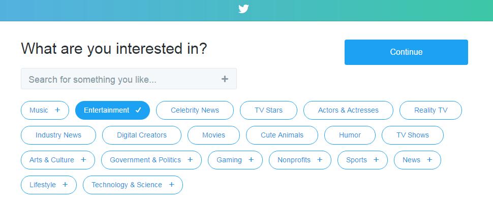 Twitter will then help you build up your account by making suggestions of who you might be interested in following based on your preferences.