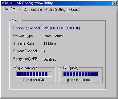 4. Configuration Utility Wireless LAN 11 Mbps Wireless LAN adapter uses its own management software. All functions controlled by user are provided by this application.