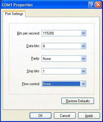 7. You can change the COM port number, and then click Configure for