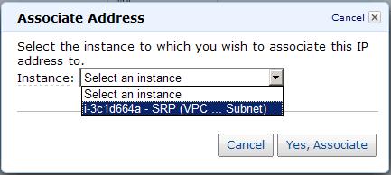 5. From the EIP used in: drop-down list, select VPC, and then click Yes, Allocate. The new address is allocated and is displayed on the page. 6.
