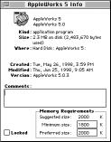 1-6 AppleWorks 5 Installation Manual To change the memory allocation for AppleWorks: 1. If AppleWorks is open, quit the application. 2.