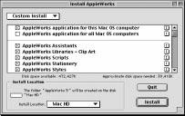 Installing AppleWorks 5 1-5 3. Click to select the items you want to install.