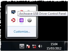 However, if you want to change these settings, open the Archwave USB Driver Control Panel by clicking on the Archwave icon (shown above).