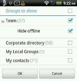 About the interface Corporate directory: Includes corporate directory contacts. My Local Groups: Includes locally defined groups.