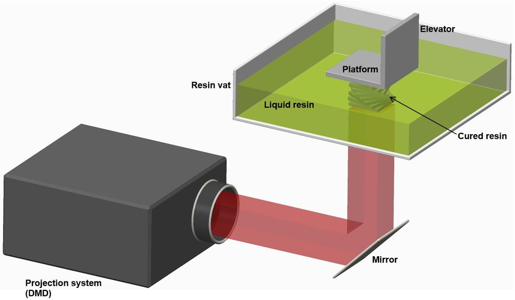 Bottom-up projection stereolithography + Accurate layer thickness