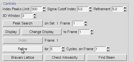 When the Refine button is clicked, the parameters selected in the Refinement Options box will be refined the number of times selected in the selector box next to the Refine button.