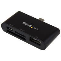 On-the-Go USB Card Reader for Mobile Devices - Supports SD & Micro SD Cards StarTech ID: FCREADU2OTGB This OTG card reader lets you quickly mount SD and MicroSD cards to your OTG-enabled tablet or