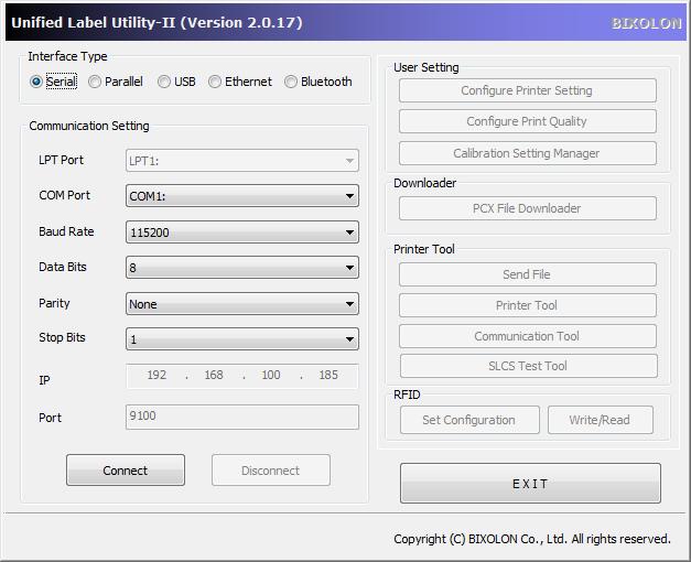 5. Detailed features 5-1 Printer setting using utility program Various printer settings can be changed using the utility program (Unified Label Utility-II).