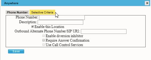 ANYWHERE The Anywhere feature allows users to setup another way to ensure no calls are missed by defining an Alternate Phone Number for use with Mobility.
