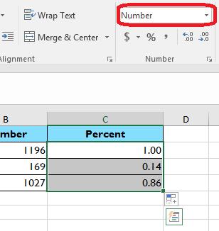 reduce the number of decimals in your percentage by clicking the reduce