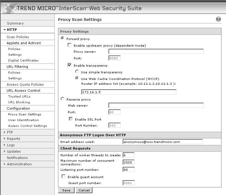 Trend Micro InterScan Web Security Suite Installation Guide WCCP version and redirection method. Note that there are other configuration possibilities.