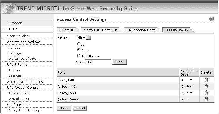 Trend Micro InterScan Web Security Suite Installation Guide 3. Click Add and then Save.