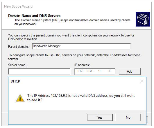 Manager" domain is used). Remove any offered DNS and as DNS addresses as your NIC2 (Local) Ip address (e.g. 192.168.9.1).