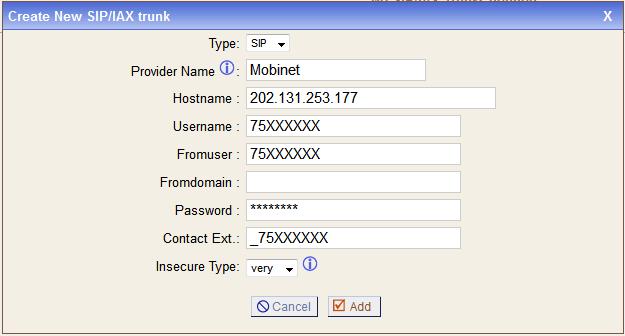 Type: SIP Provider Name: Mobinet Hostname: ip-phone.mobinet.mn /эсвэл 202.131.253.