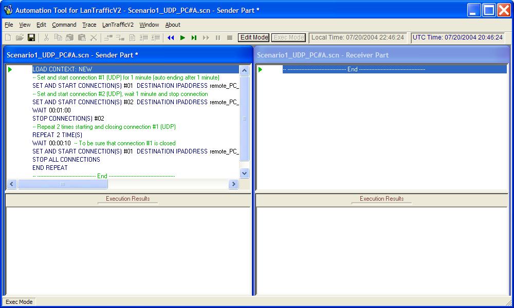 PART 3 Using the Automation Tool 3.2 Run a scenario To run a scenario, switch in the Exec Mode by pressing the button Exec Mode in the Tool Bar.
