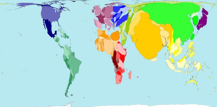 Geographic Bivariate Data Size of each territory shows relative proportion of the world