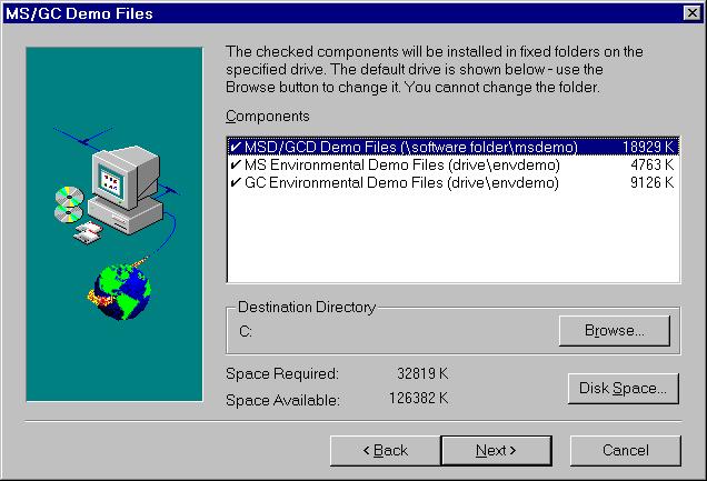 9 The Program Files screen is displayed. Click Next to accept the default components. 11 The Demo Files screen is displayed. Click Next to accept the default components. 12 The files will be copied to your hard drive.