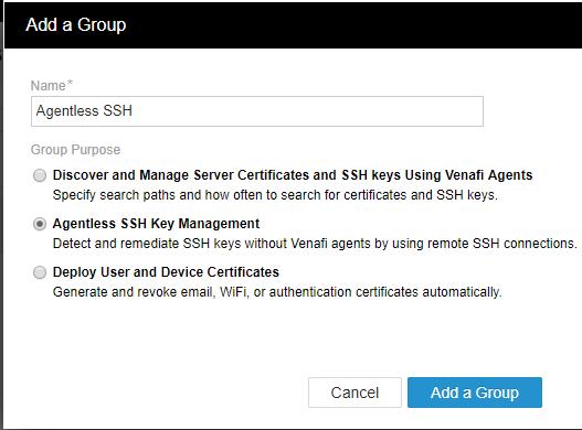 Configure Agentless SSH Work Add a
