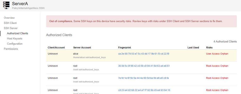 SSH Server Authorized Clients Shows