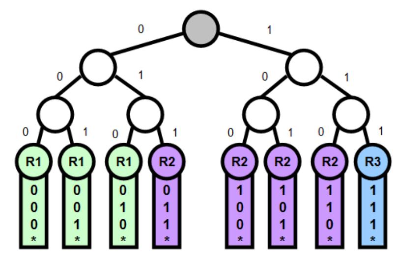 [1] Partitioning the Client Traffic Binary tree is used to represent IP prefixes. If α j is power of 2 binary tree leaf nodes Each R j is associated with α j leaf nodes.