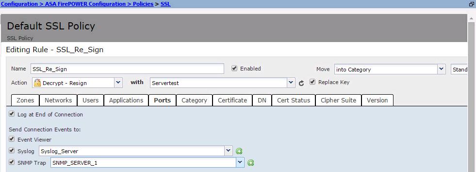 Enable external logging for SSL events SSL events are generated when traffic matches any rule in SSL policy, in which logging is enabled.