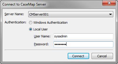 Installing CaseMap Server 51 To test connectivity in the CaseMap Administration Console 1. Launch the CaseMap Admin Console. 2.